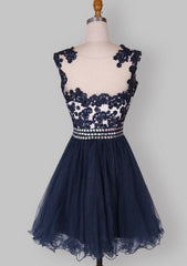 Organza Homecoming Dress with Crystal Applique - A-Line/Princess Sleeveless Scoop Neck Short/Mini