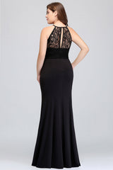 Plus Size Mermaid Jewel Lace Black Bridesmaid Dress Online