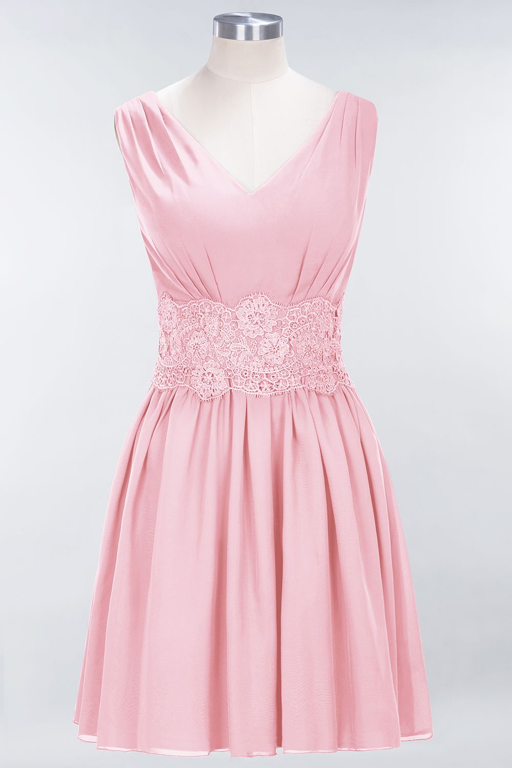 Pretty V-Neck Short Sleeveless Lace Bridesmaid Dresses Online