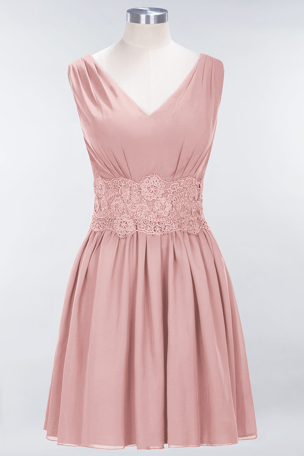 Pretty V-Neck Short Sleeveless Lace Bridesmaid Dresses Online