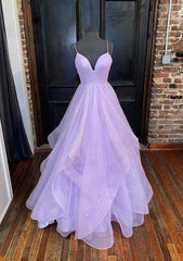 Princess Sweetheart A-Line Sleeveless Long/Floor-Length Tulle Sparkling Prom Dress/Evening Dress