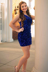 Vicky Sheath One-Shoulder Sequined Homecoming Dress