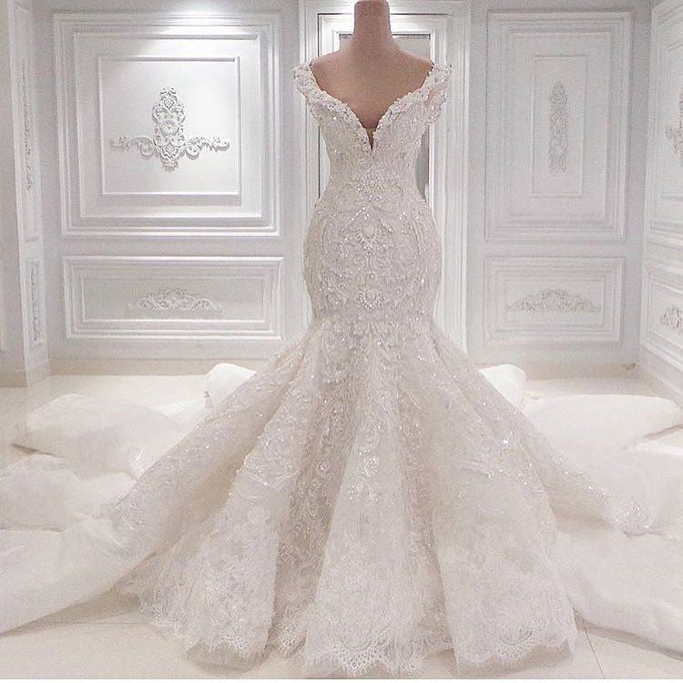 Sexy Off-the-shoulder White Lace Wedding Dresses With Appliques A-line Mermaid Bridal Gowns On Sale