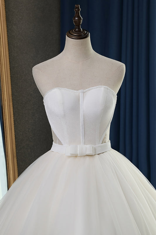 Clearance Size 6 Crystal Strapless Wedding Dress Beading Floor Length White  Tulle Bride Frocks Vestidos De Novia MY219 - AliExpress