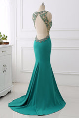 Sexy V-Neck Appliques Mermaid Prom Dresses Sleeveless with Crystals On Sale