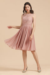 Short Lace Dusty Rose Junior Bridesmaid Dress