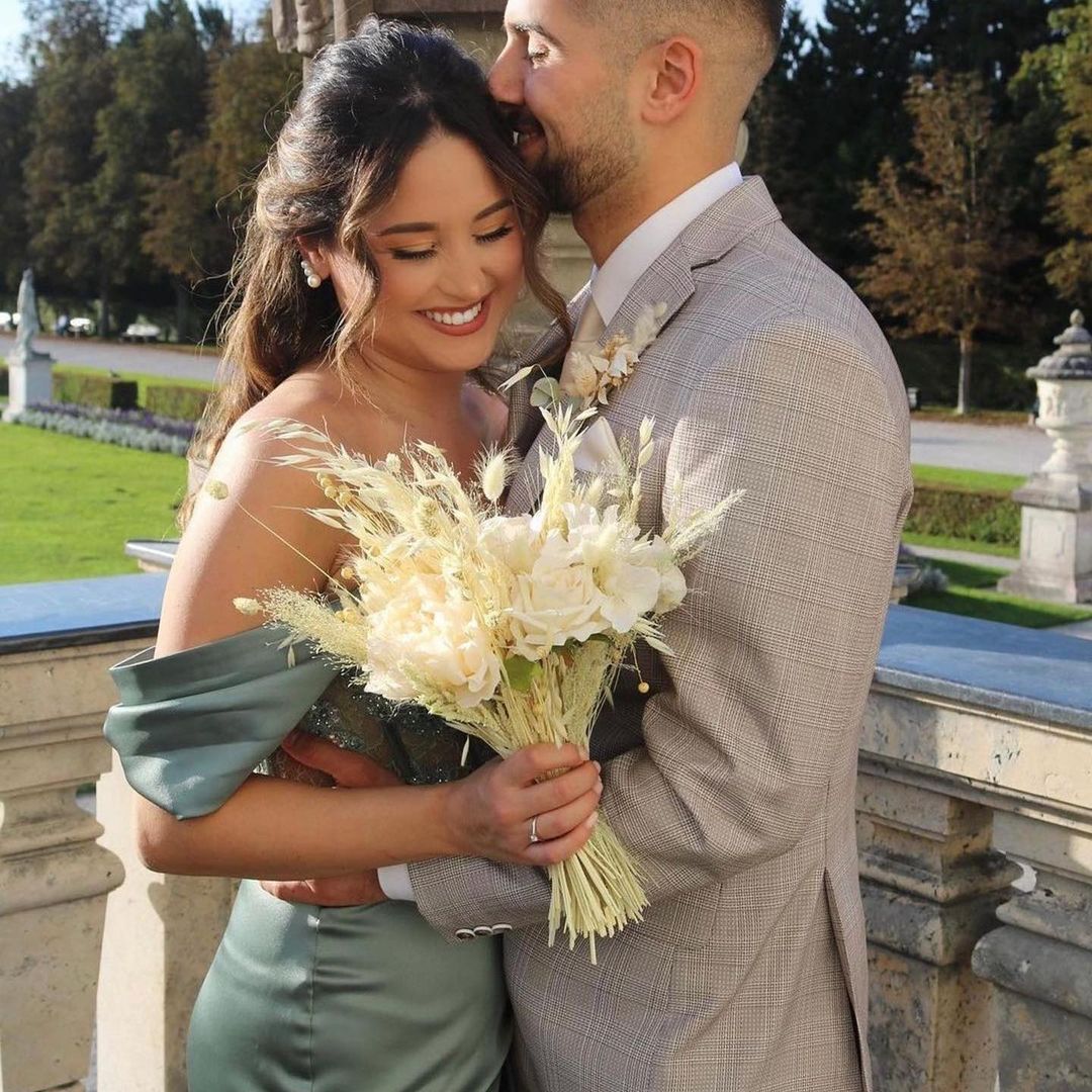 Silver Grey Off-the-Shoulder Prom Dress Split With Appliques