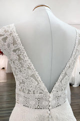 Simple Ivory Tulle Lace A-Line Wedding Dresses