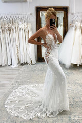 Sleeveless Mermaid Lace Wedding Dress Long Online