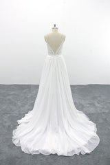 Spaghetti Strap Lace Chiffon A-line Wedding Dress On Sale