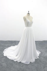 Spaghetti Strap Lace Chiffon A-line Wedding Dress On Sale