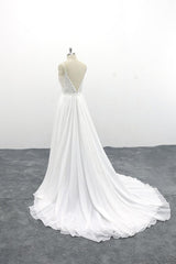 Spaghetti Strap Lace Chiffon A-line Wedding Dress On Sale