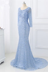 Sparkly Sequined Jewel Mermaid Prom Dresses with Long Sleeves Online