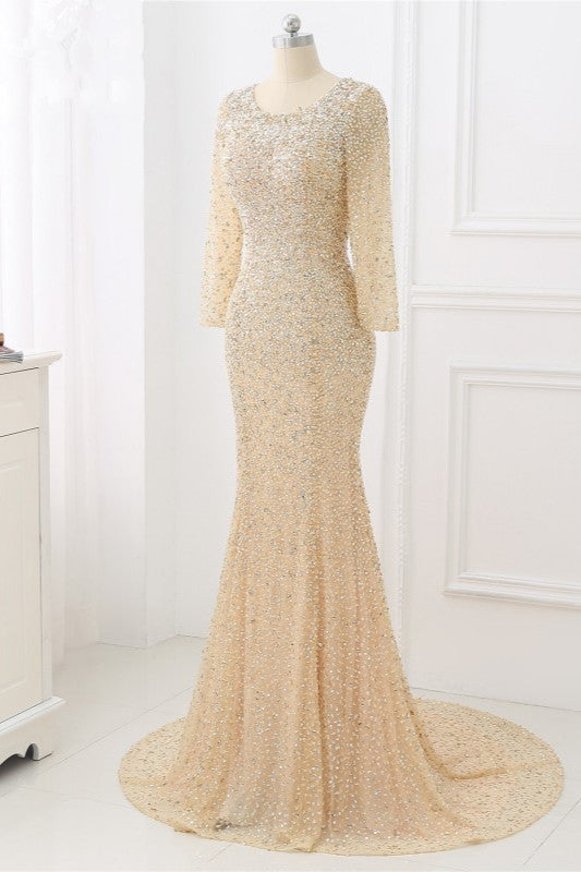 Sparkly Sequined Jewel Mermaid Prom Dresses with Long Sleeves Online