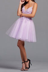 Althea A-Line Backless Tulle Appliqued Homecoming Dress