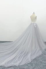 Square Neck Appliques Tulle A-line Wedding Dress On Sale