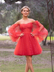 Sweetheart Neck Starlit Cloud Mini-Length Homecoming Dress