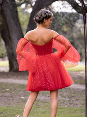 Sweetheart Neck Starlit Cloud Mini-Length Homecoming Dress