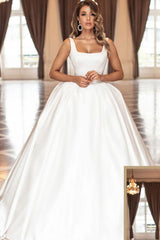 Square Straps Sleeveless Ball Gown Wedding Dress Online