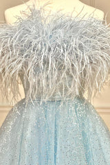 Strapless Feathered A-Line Cute Homecoming Dress