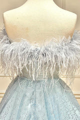 Strapless Feathered A-Line Cute Homecoming Dress