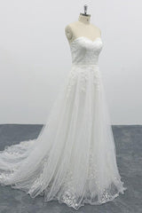 Strapless Tulle Chapel Train A-line Wedding Dress On Sale