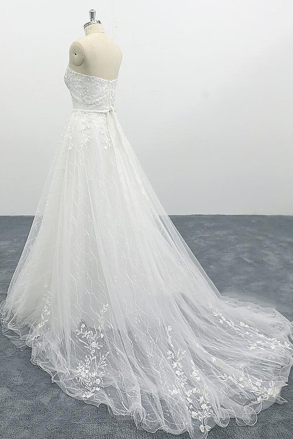 Strapless Tulle Chapel Train A-line Wedding Dress On Sale