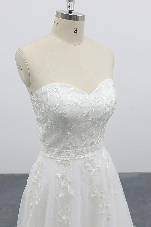 Strapless Tulle Chapel Train A-line Wedding Dress On Sale