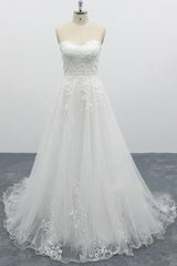 Strapless Tulle Chapel Train A-line Wedding Dress On Sale