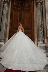 Strapless Wedding Dress Ball Gown With Lace Appliques