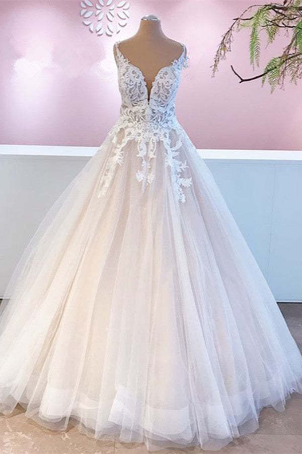 Straps Lace Wedding Dress Princess Tulle Bridal Gowns