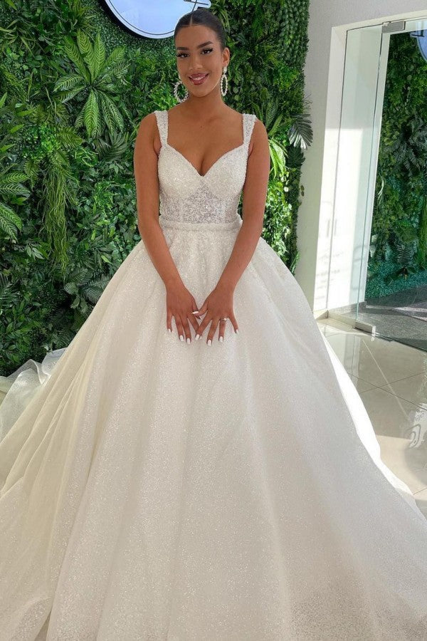 Straps Wedding Dress Mermaid Sweetheart Ball Gown Lace