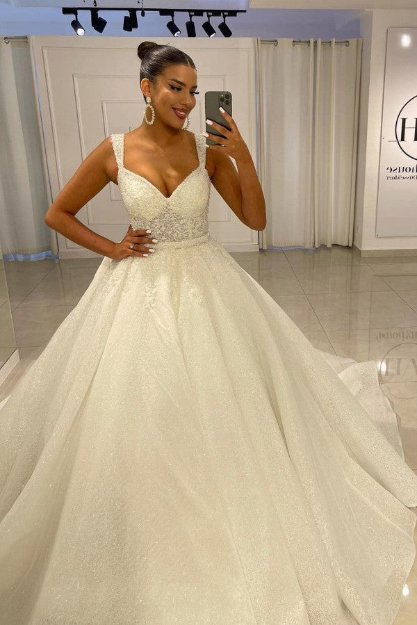 Straps Wedding Dress Mermaid Sweetheart Ball Gown Lace