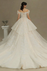 Stunning Off-the-Shoulder Lace Brida Gown With Sequins Appliques