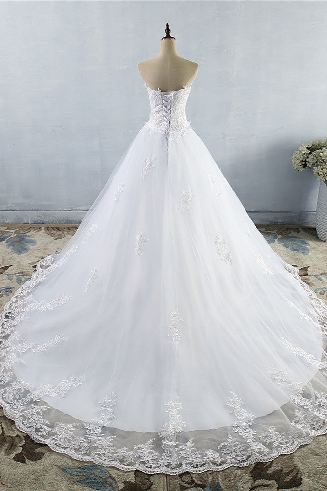 Stylish Strapless Sweetheart A-Line Wedding Dress Sleeveless Appliques Bridal Gowns Online