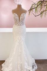 Sweetheart Mermaid Lace Wedding Dress Long Bridal Gowns