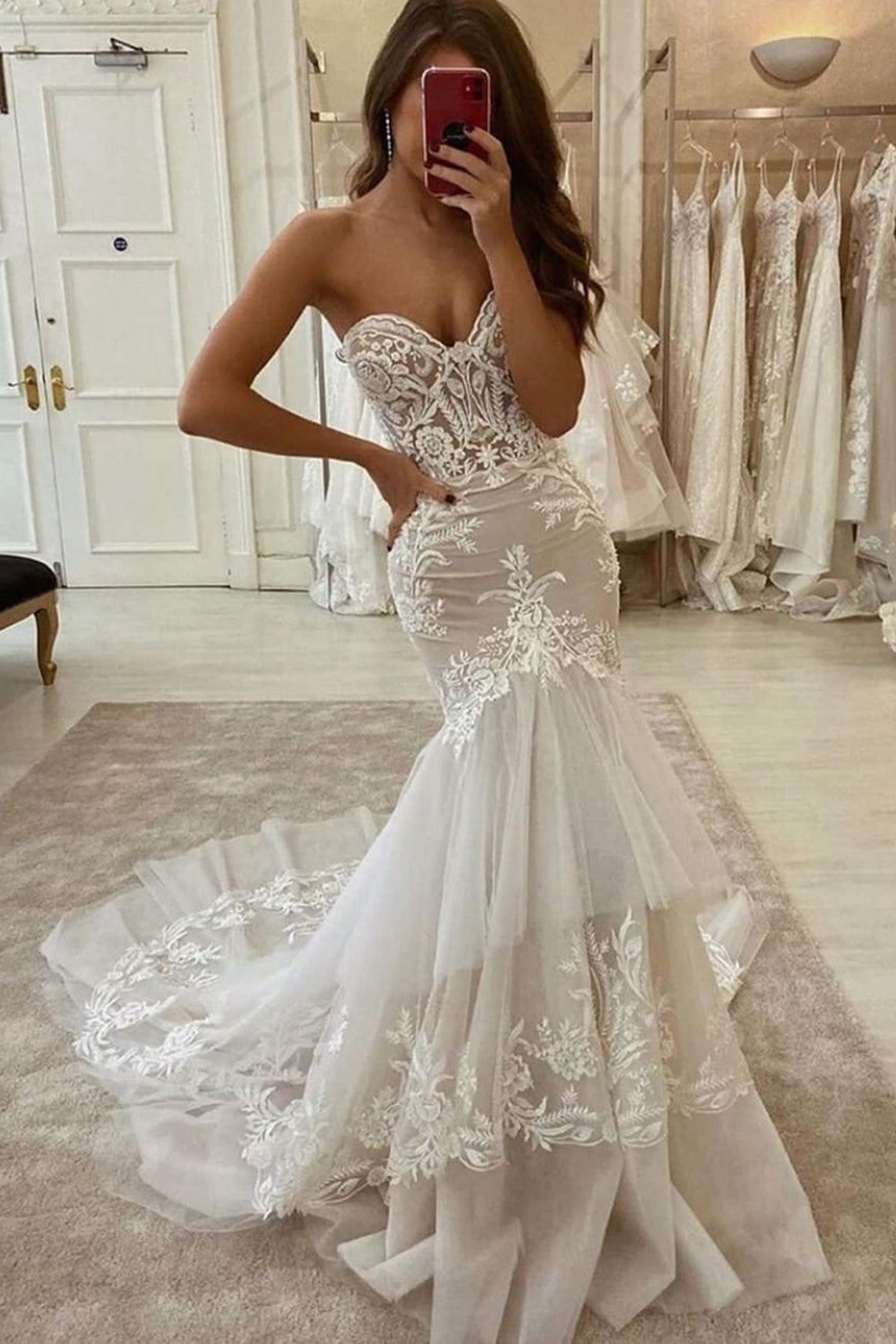 Sweetheart Mermaid Tulle Lace Wedding Dress Online