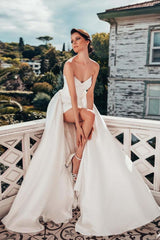 Sweetheart Mermaid Wedding Dress Slit With Detachable Skirt