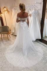 Sweetheart Tulle Wedding Dress Long With Lace Appliques