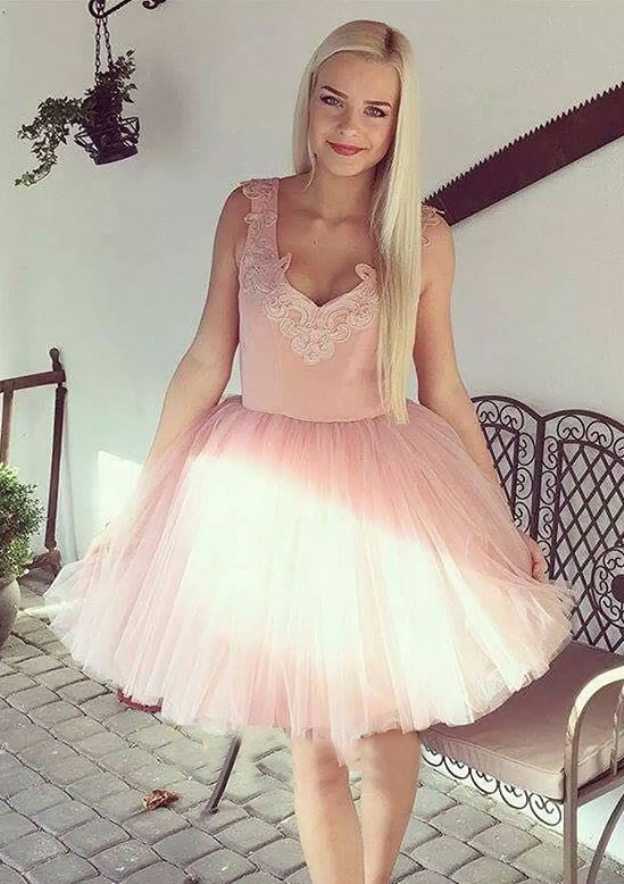 Tulle Homecoming Dress Ball Gown Sweetheart Short/Mini with Appliqued Detail