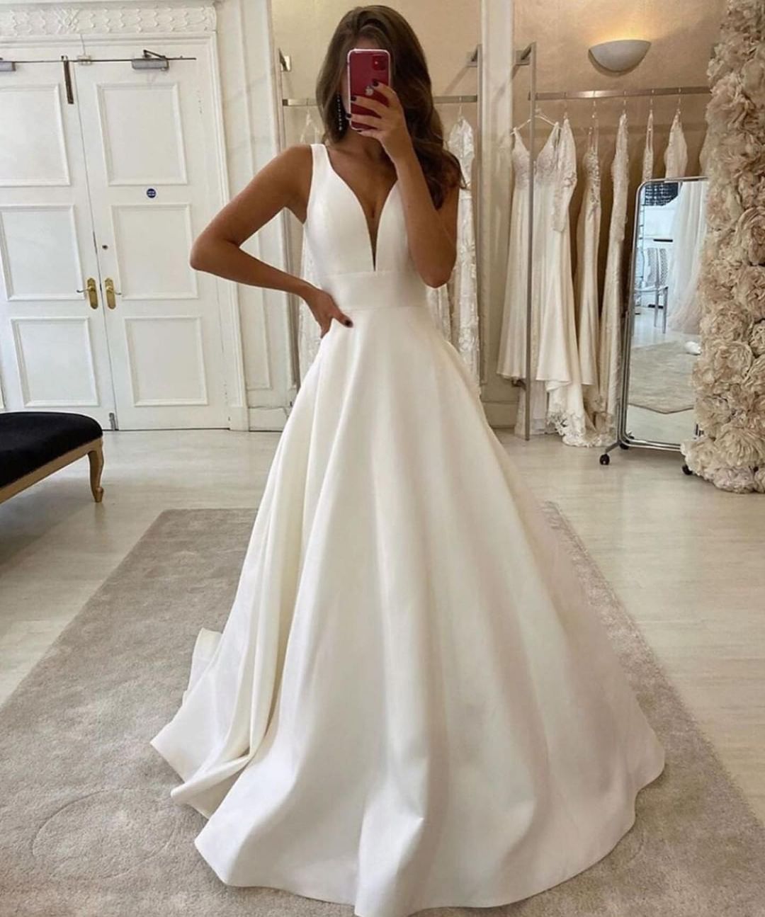 V-Neck Sleeveless Long Wedding Dress Online