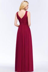 Vintage Sleeveless Pleated Burgundy Chiffon Bridesmaid Dresses Affordable