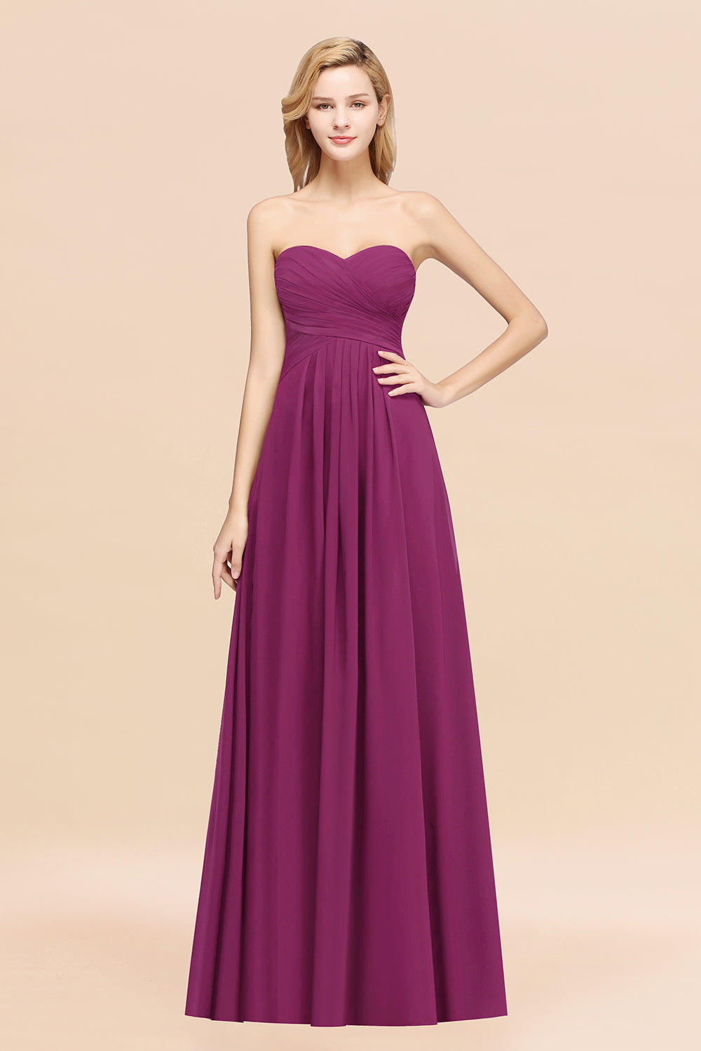 Vintage Sweetheart Long Grape Affordable Bridesmaid Dresses Online