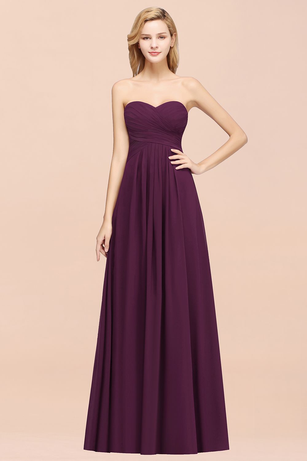 Vintage Sweetheart Long Grape Affordable Bridesmaid Dresses Online