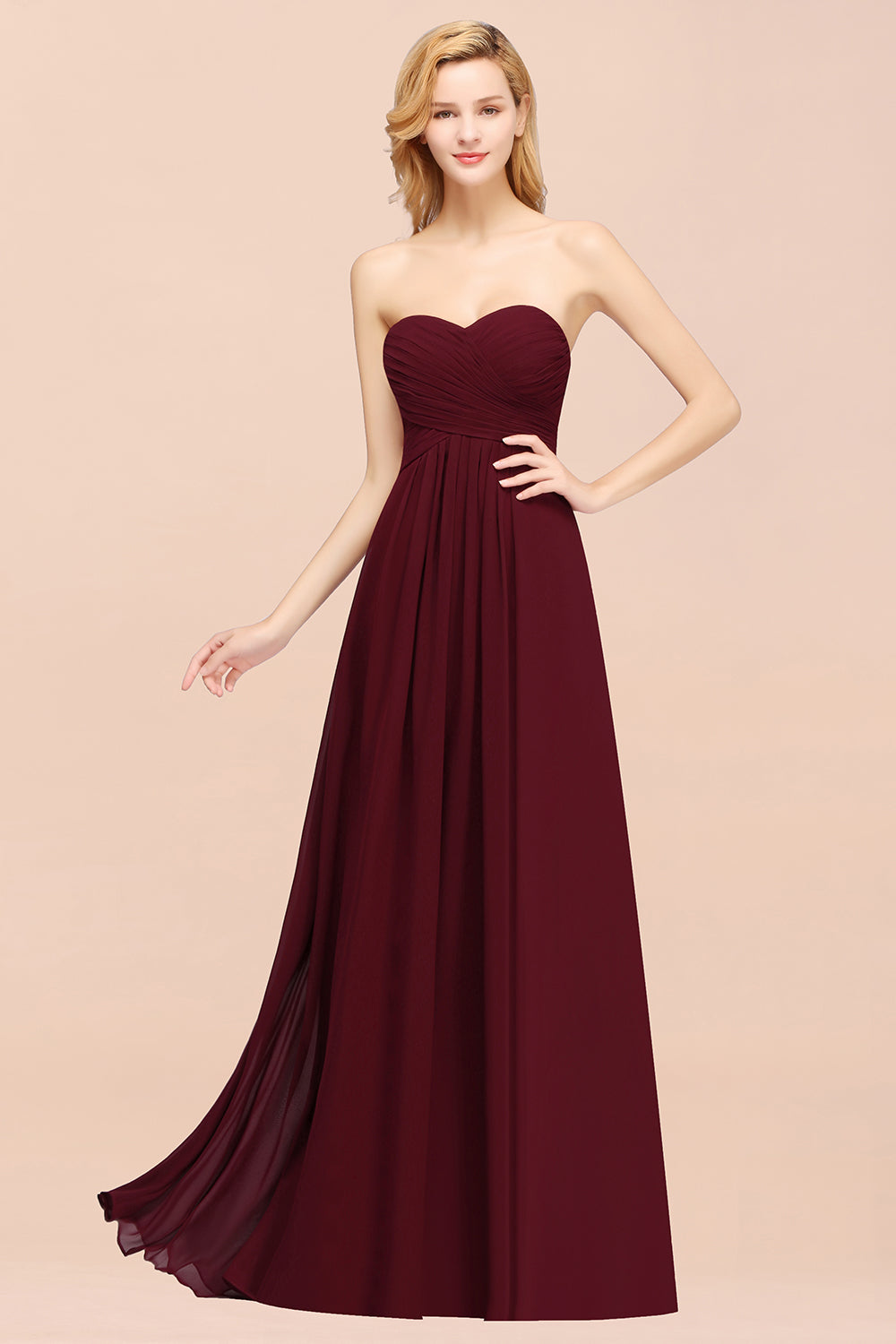 Vintage Sweetheart Long Grape Affordable Bridesmaid Dresses Online