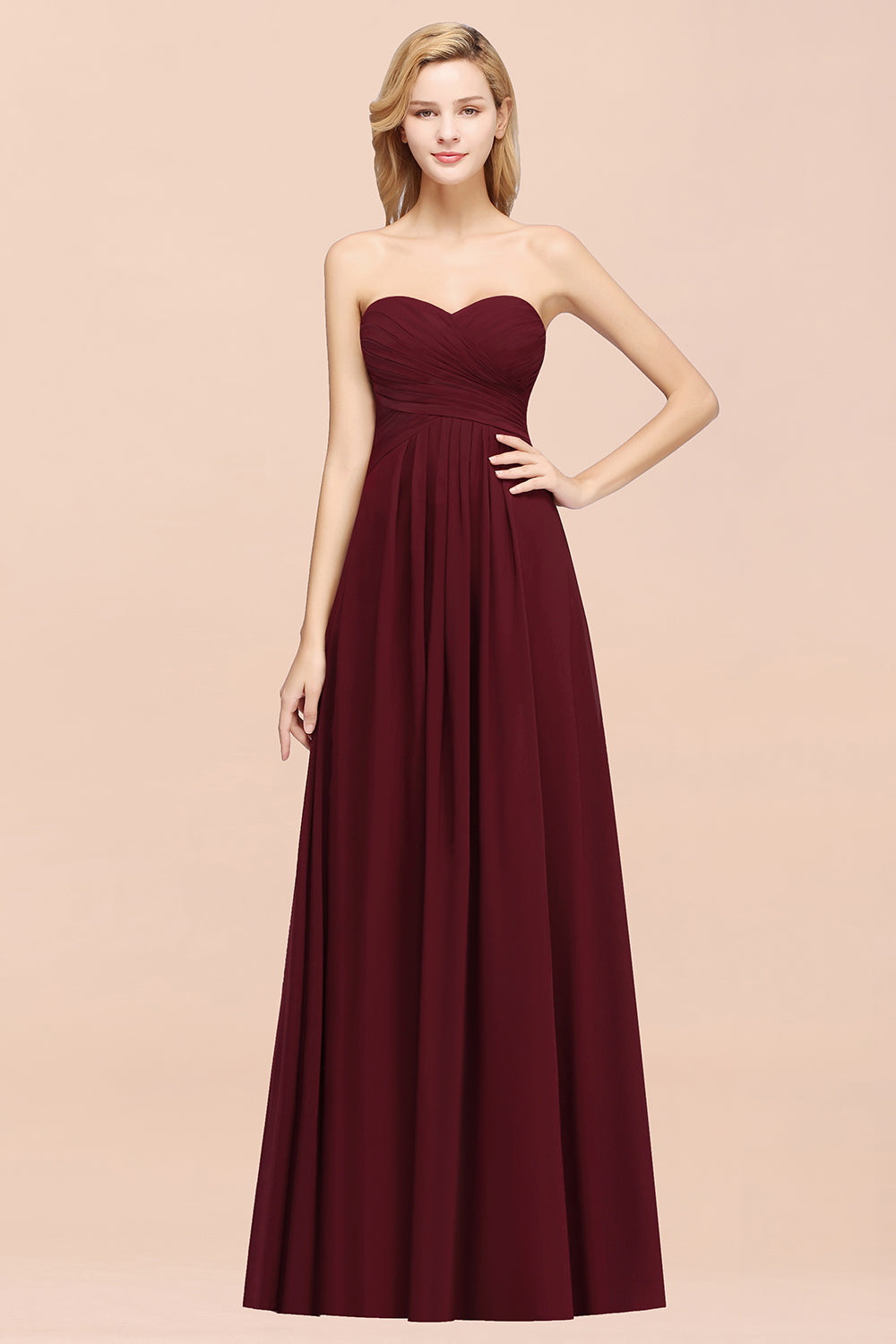 Vintage Sweetheart Long Grape Affordable Bridesmaid Dresses Online