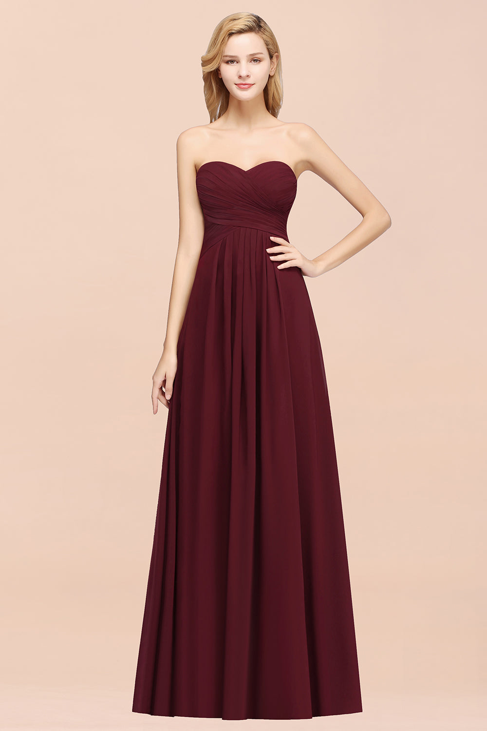 Vintage Sweetheart Long Grape Affordable Bridesmaid Dresses Online