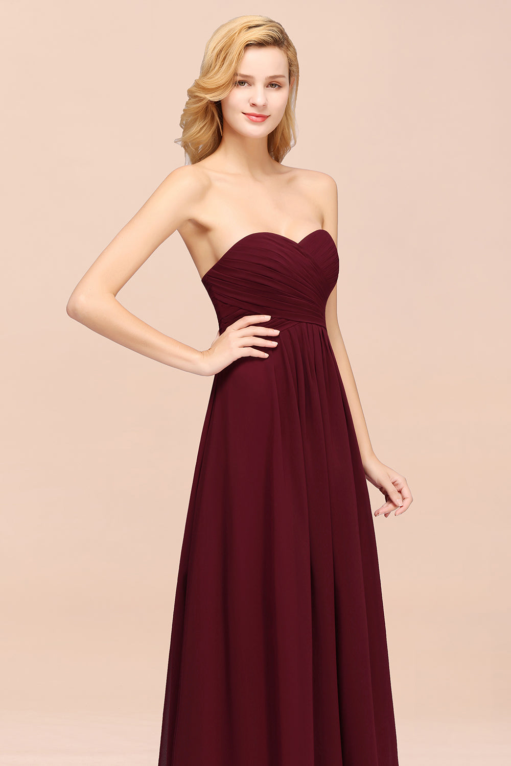 Vintage Sweetheart Long Grape Affordable Bridesmaid Dresses Online