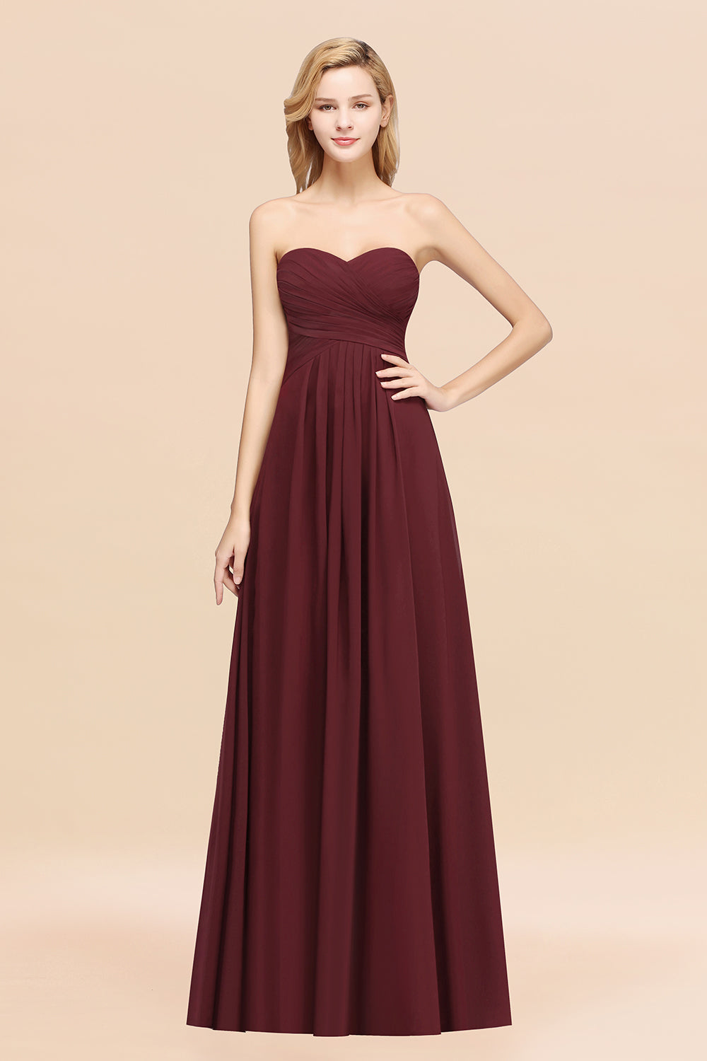 Vintage Sweetheart Long Grape Affordable Bridesmaid Dresses Online