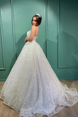 White Ball Gown Wedding Dress Lace With Off-the-Shoulder